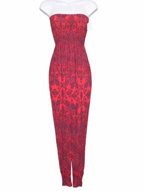 Free People Red Paisley 'Thinking Of You' Strapless Harem Jumpsuit | Size Small
